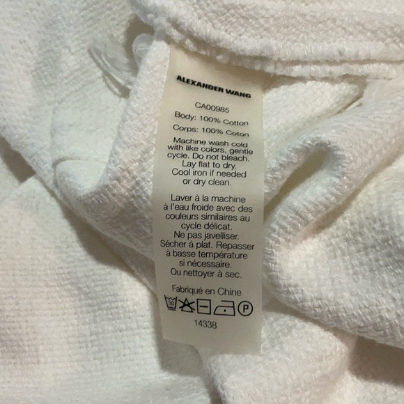 T By Alexander Wang Sleeveless Frayed White Women’s Shift Dress - Picture 9 of 9